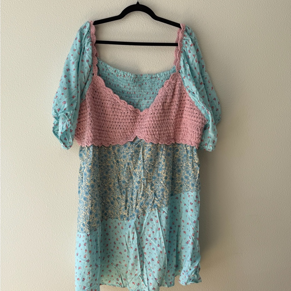 ASOS Curve Pink and Blue Floral Dress